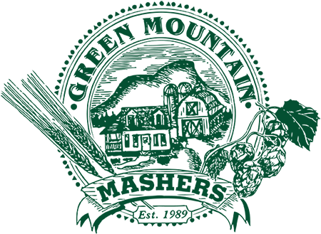 a green logo of a barn for the Green Mountain Mashers Homebrew club
