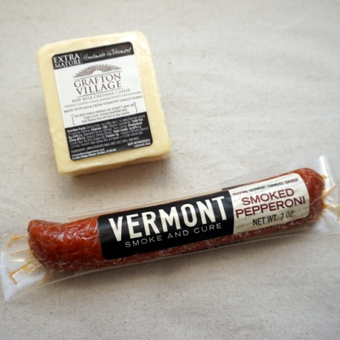 Vermont Smoke and Cure Pepperoni and Grafton Village Raw Cheddar Cheese