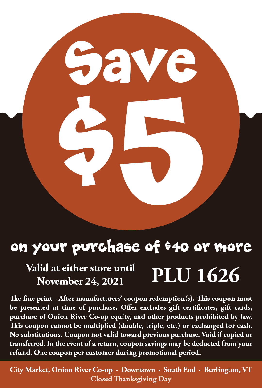Thanksgiving Savings Coupon City Market / Onion River Coop
