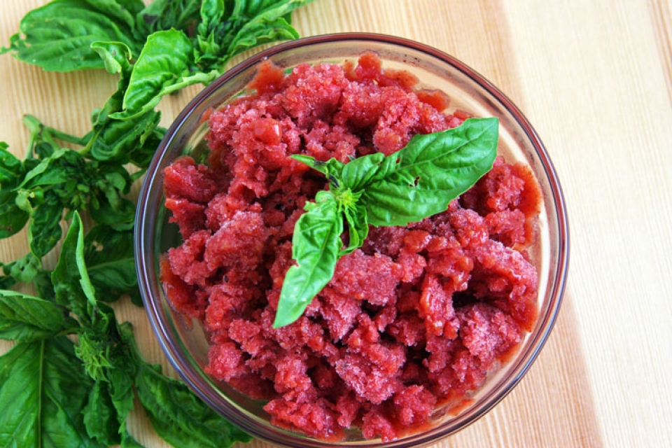 Plum Basil Granita