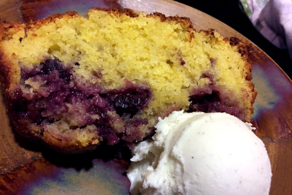 Cornmeal Cherry Olive Oil Cake