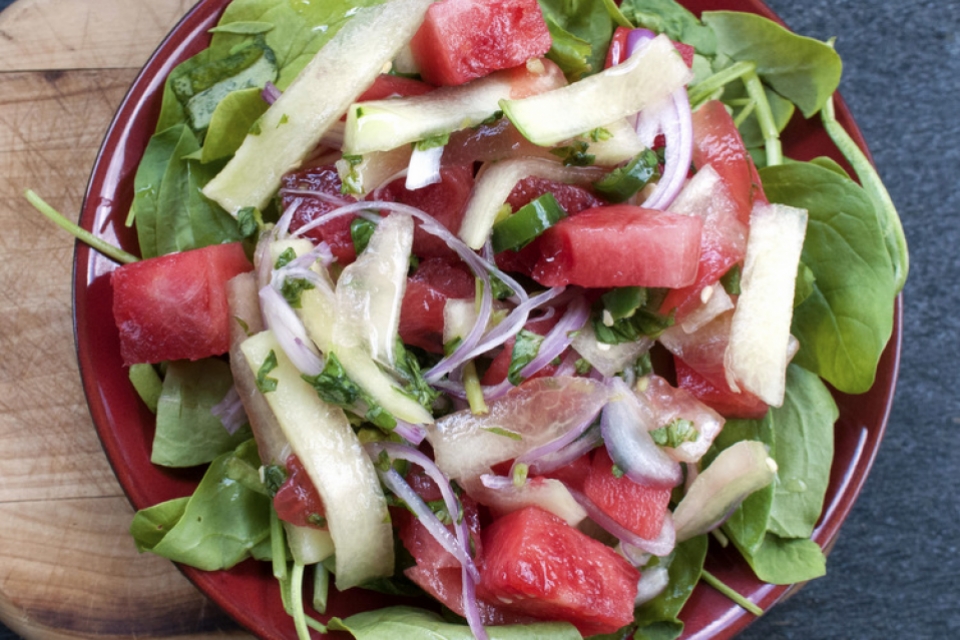 Thai Watermelon Salad with Crunchy Watermelon Rind