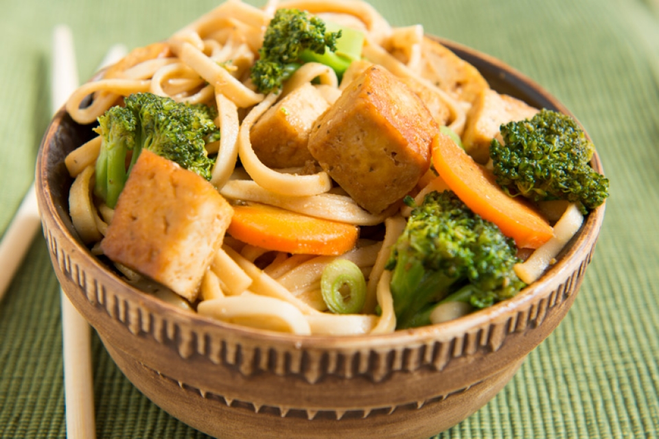 Gingered Broccoli and Tofu Noodle Bowl