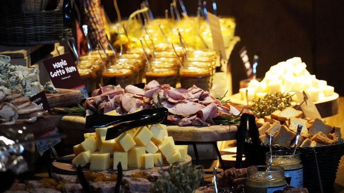 a catering spread of food