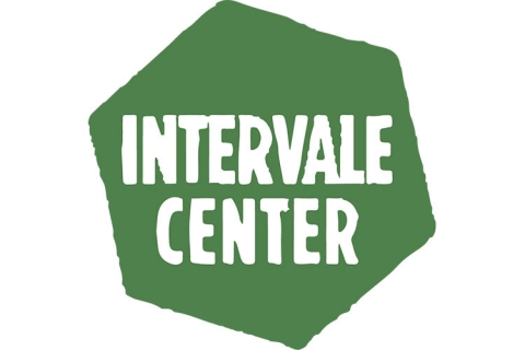 Logo for the Intervale Center featuring a green hexagonal shape with the words "Intervale Center" centered in white. 