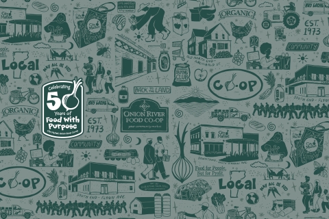 artwork of the co-op's 50th anniversary by Christine Hill