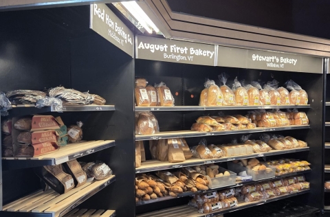 Shelves of local artisan bread