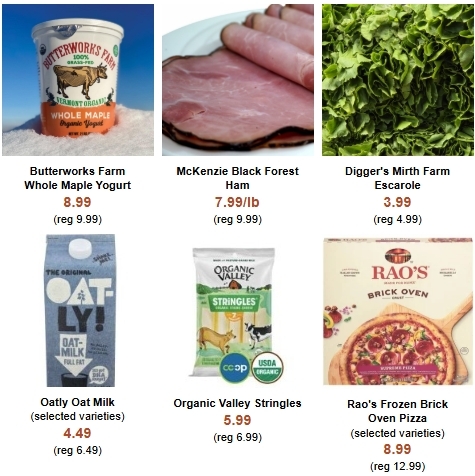 an assortment of grocery products on sale
