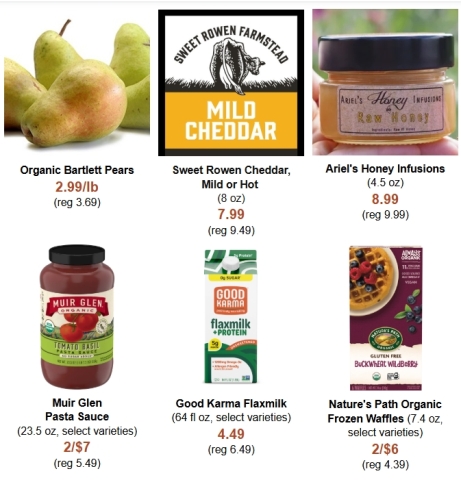 an assortment of grocery products on sale
