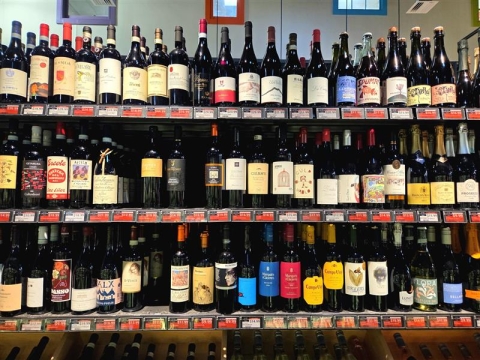 wines on the shelf