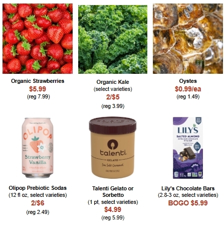 a variety of products on sale with their prices