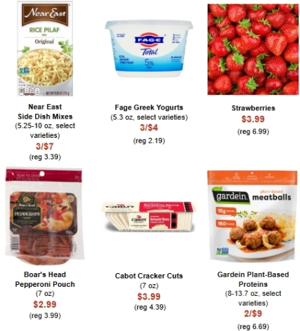 a variety of grocery items on sale