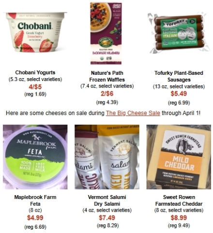 a variety of products on sale with their prices