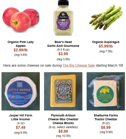 a variety of grocery items on sale