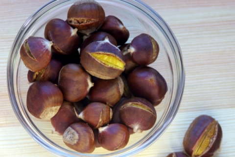 Chestnuts ready to be peeled