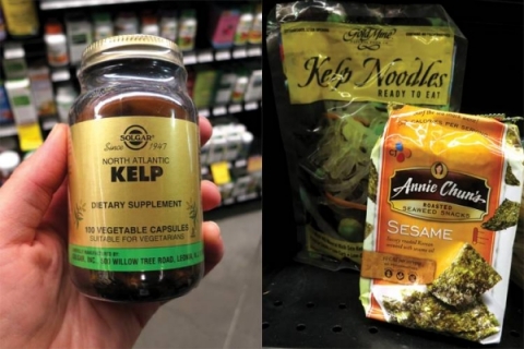 Kelp supplement and seaweed snacks at City Market