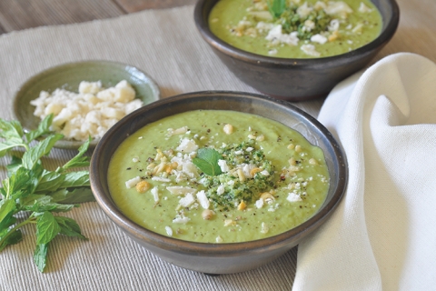 Mint Pesto Pea Soup