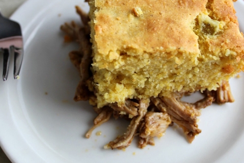 Spicy Shredded Pork and Cornbread Pie by Nancy Mock