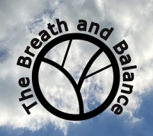 The Breath and Balance wraps around a circle with an abstract tree in the middle. The background is a cloudy sky.